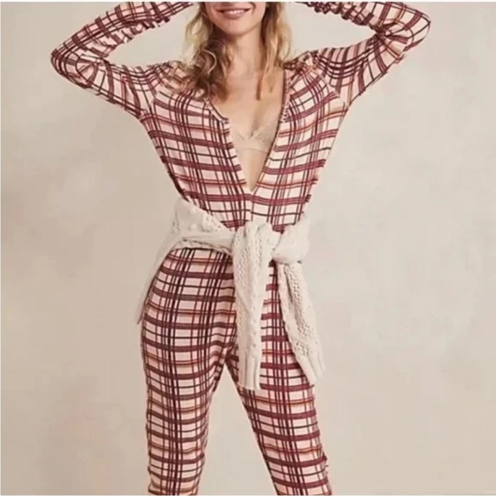 Intimately by free people, ❄️❄️Plaid Red and White Jumpsuit - Picture 3 of 17